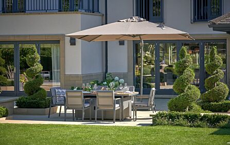 Platinum Challenger T1 3.5m Square Havanna Taupe Parasol With 120kg Wheeled Base