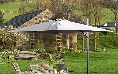 Platinum Challenger T2 3.5 x 2.6m Rectangular Luna Grey Free Arm Parasol With 90kg Wheeled Base