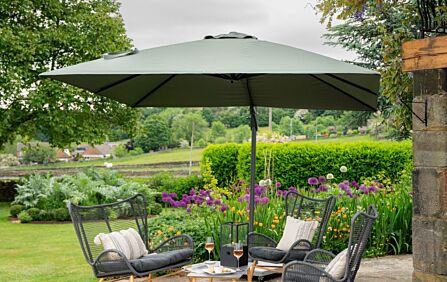 Pacific Lifestyle Challenger T2 3m Square Olive Free Arm Parasol With 90kg Wheeled Base