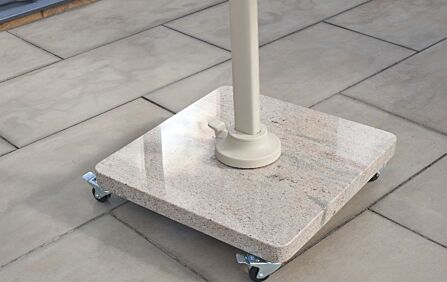 Platinum Venezia Round Edge Granite 120kg Wheeled Parasol Base Sandstone