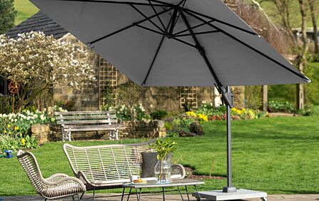 Platinum Voyager T2 2.7mt Free Arm Tilting Parasol Grey with Wheeled Base