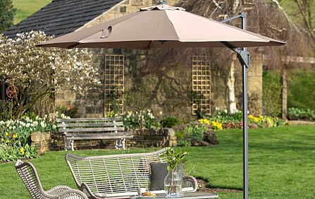 Platinum Voyager T1 3m Round Taupe Parasol - Includes 90kg Granite Base