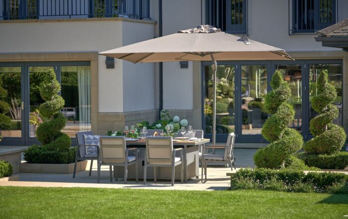 Platinum Challenger T1 3.5m Square Havanna Taupe Parasol With 120kg Wheeled Base
