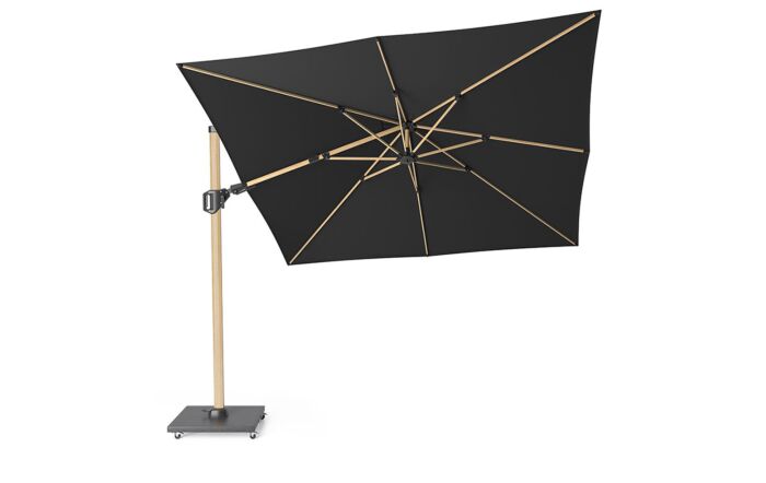 Platinum Challenger Oak Effect 3M Square Parasol with 90kg Wheeled Granite Base