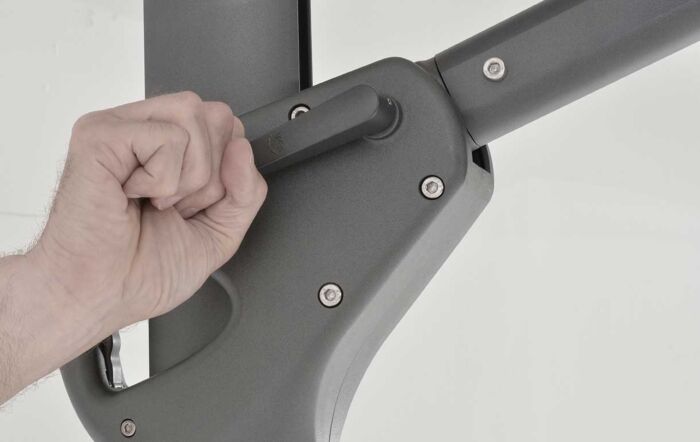 4 Seasons Outdoor Hacienda 300 x 400 cm Parasol with 125kg Siesta Granite Grey Base with Wheels - Taupe