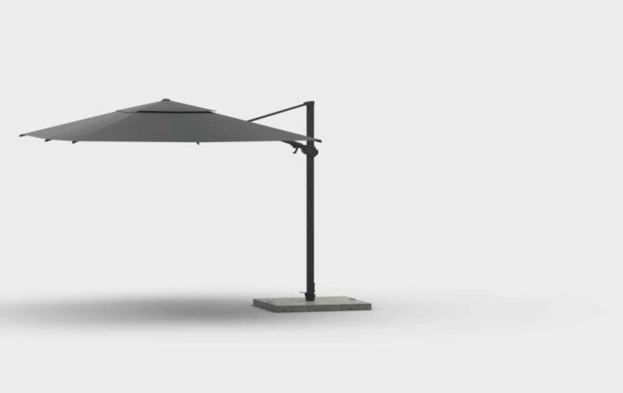4 Seasons Outdoor Siesta Premium 3m Charcoal Square Parasol - Includes 125kg Siesta Granite Grey Base With Wheels