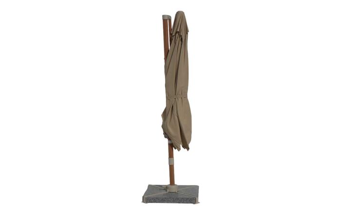 Bramblecrest Lichfield 2.7m Square Wood Effect Sand Cantilever Parasol - with Granite Base & Protective Cover