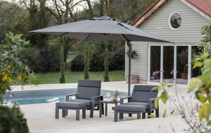 Bramblecrest Lichfield 2.7m Square Grey Cantilever Parasol - includes Granite Base & Grey Protective Cover