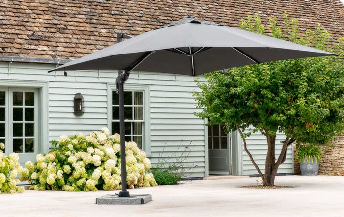 Bramblecrest Truro 3M Square LED Grey Parasol - includes Granite Base & Free Cover