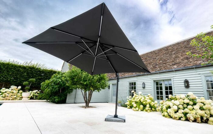 Bramblecrest Truro 3M Square LED Grey Parasol - includes Granite Base & Free Cover