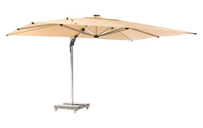 Bramblecrest Worcester 4m x 3m Rectangle Cantilever LED Parasol with Cover - Sand