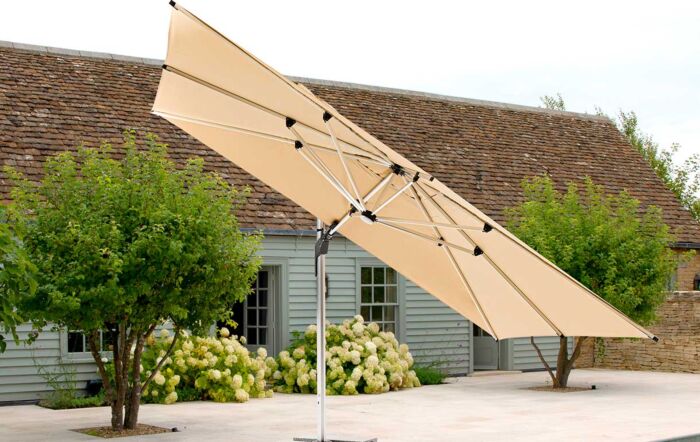 Bramblecrest Worcester 4m x 3m Rectangle Cantilever LED Parasol with Cover - Sand