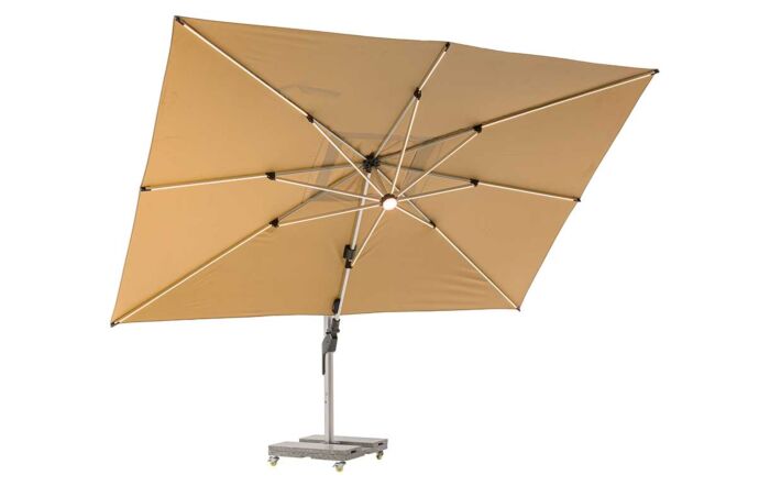 Bramblecrest Worcester 4m x 3m Rectangle Cantilever LED Parasol with Cover - Sand