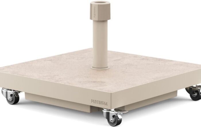 Platinum Riva 3mt Taupe Parasol & 40kg Ceramica Sandstone Wheeled Base