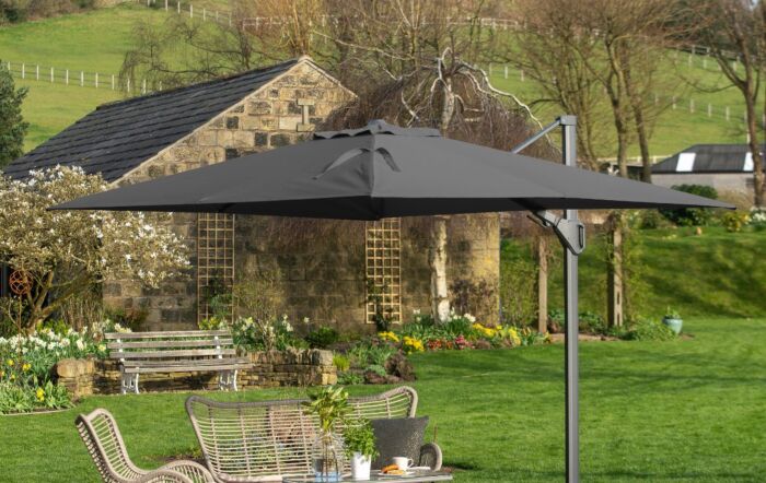 Platinum Challenger T2 3.5 x 2.6m Rectangular Anthracite Free Arm Parasol With 90kg Wheeled Base