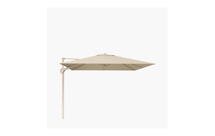 Platinum Challenger T2 3mt square Sandstone/Champagne Free Arm Parasol With 90kg Wheeled Base