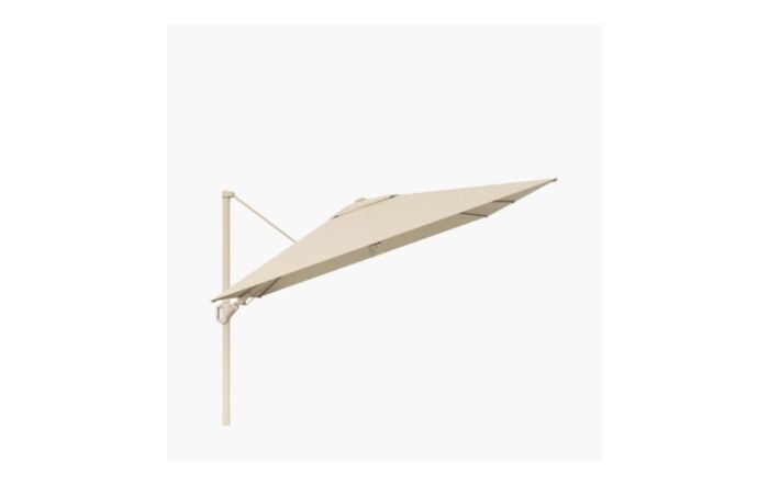 Platinum Challenger T2 3mt square Sandstone/Champagne Free Arm Parasol With 90kg Wheeled Base