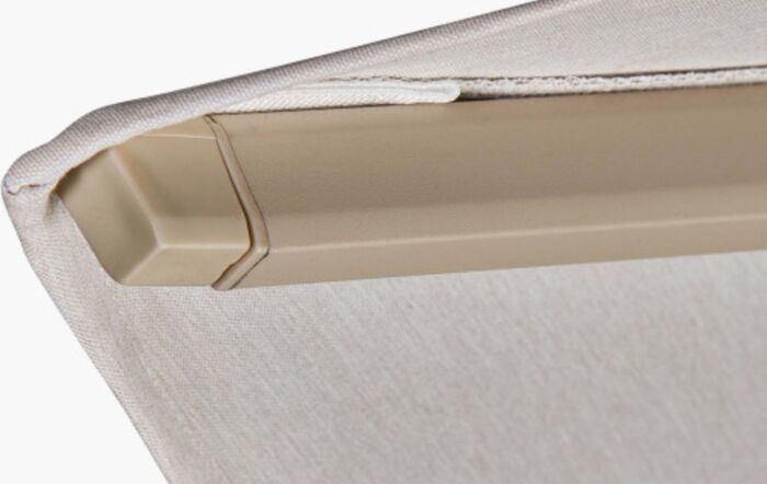 Platinum Challenger T2 3mt square Sandstone/Champagne Free Arm Parasol With 90kg Wheeled Base