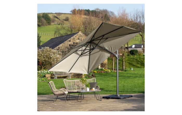 Pacific Lifestyle Challenger T2 3m Square Olive Free Arm Parasol With 90kg Wheeled Base