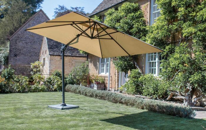 Bramblecrest Chichester 3M Square Sand Parasol - Includes Granite Base and Free Cover 