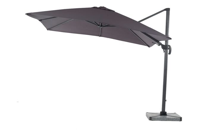 Bramblecrest Chichester 3M Square Grey Parasol - Includes Granite Base and Grey Cover  