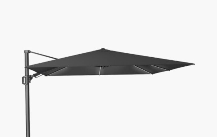 Platinum Glow Challenger T2 3m Square Manhattan Grey Free Arm Parasol With 90kg Wheeled Base