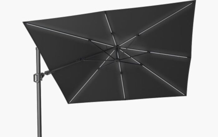 Platinum Glow Challenger T2 3m Square Manhattan Grey Free Arm Parasol With 90kg Wheeled Base