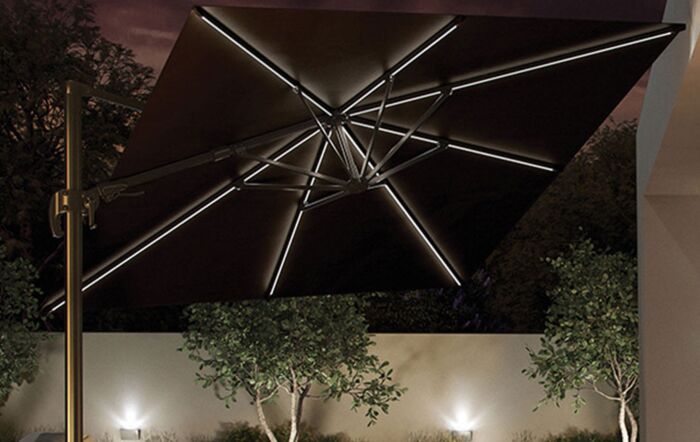 Platinum 3m Glow Cantilever Tilting Parasol in Grey - Includes Granite Base