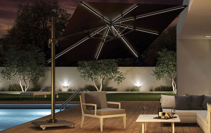 Platinum Glow 3M Cantilever Parasol - Includes Granite Base