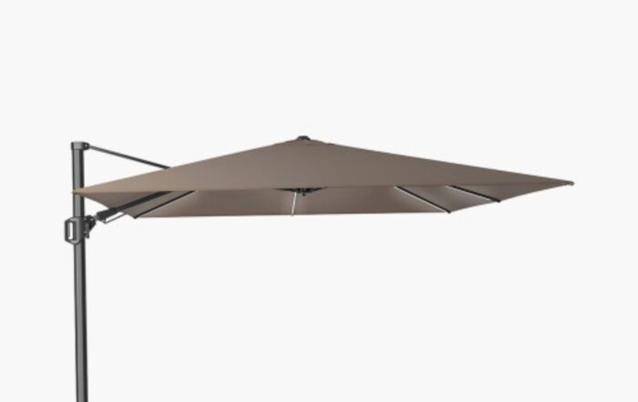 Platinum Glow Challenger T2 3mt Square Havana Taupe Free Arm Parasol With 90kg Wheeled Base