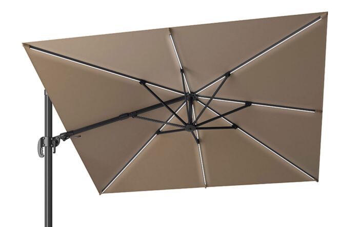 Platinum 3m Glow Cantilever Tilting Parasol in Taupe - Includes Granite Base