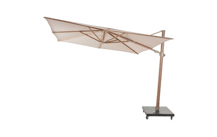 Four Seasons Outdoor Hacienda 300 x 400 cm Wood Look Parasol with 125kg Siesta Granite Base - Sand