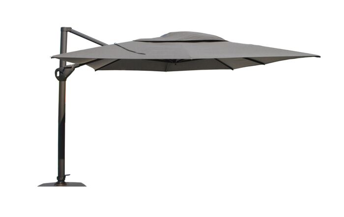 4 Seasons Outdoor Hacienda 300 x 400 cm Grey Parasol - Includes 125kg Siesta Granite Grey Base with Wheels