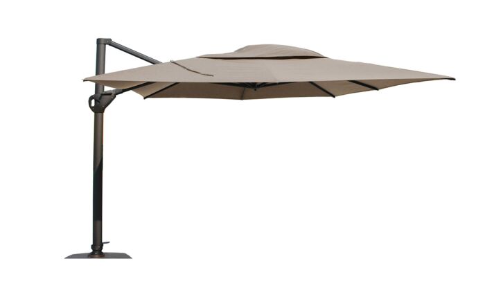 4 Seasons Outdoor Hacienda 300 x 400 cm Parasol with 125kg Siesta Granite Grey Base with Wheels - Taupe