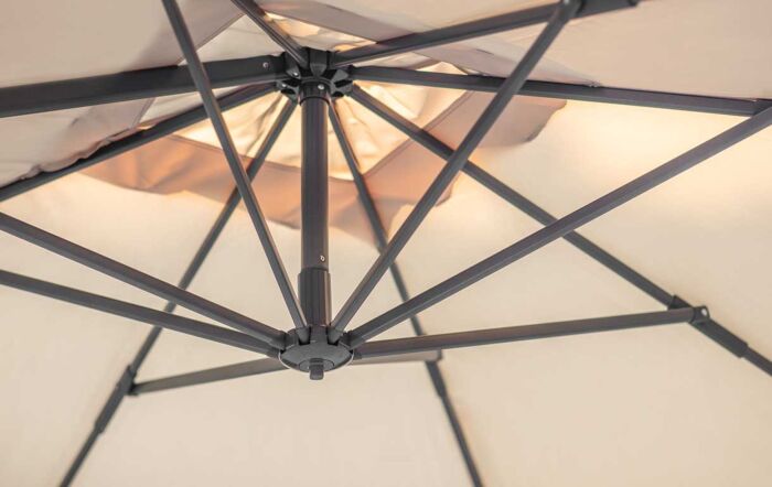 Bramblecrest Lichfield 2.7m Square Sand Parasol - includes Granite Base & Protective Cover