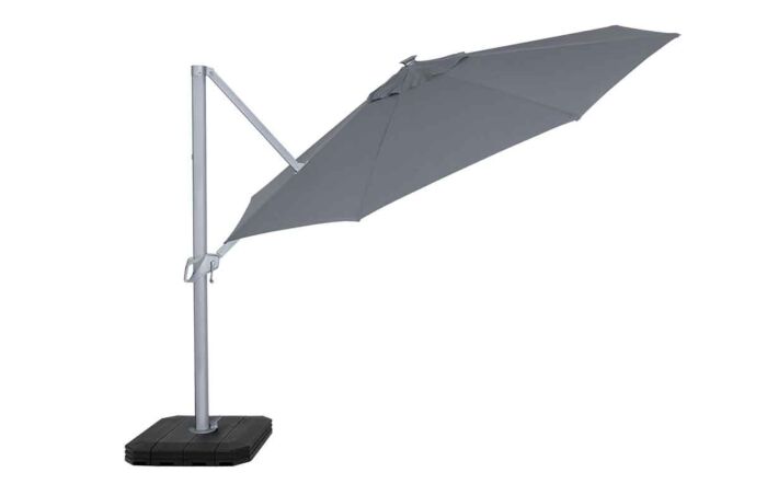 Maze Zeus Grey 3.5M Round Cantilever Parasol with LED Lights and Base