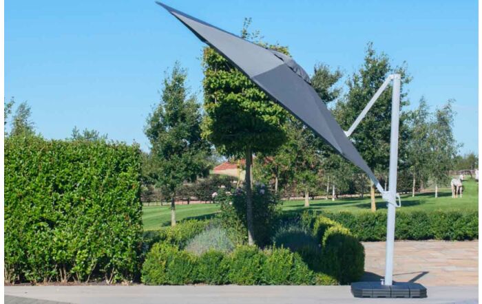 Maze Zeus Grey 3.5M Round Cantilever Parasol with LED Lights and Base