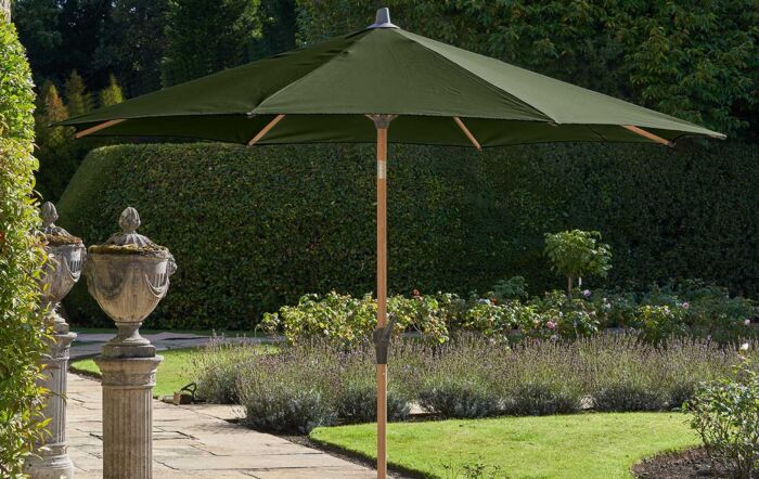 Platinum Riva Teak 3m Round Centre Pole Parasol - Olive Green