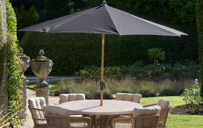 Platinum Riva Teak 3m Round Centre Pole Parasol - Anthracite