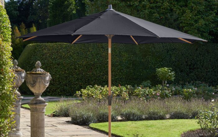 Platinum Riva Teak 3m Round Centre Pole Parasol - Anthracite
