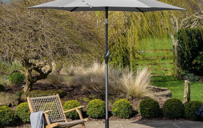 Platinum Riva 2.5 Round Luna Grey Parasol with 25kg Base