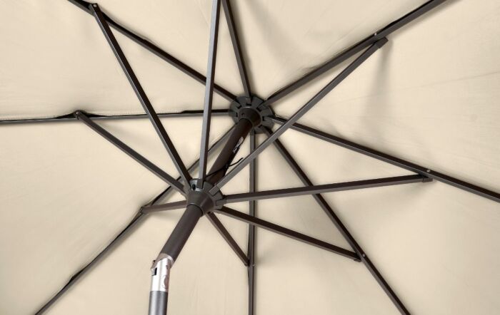 Platinum Riva 3mt Round Champagne Parasol & 40kg Black Wheeled Base