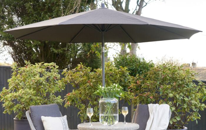 Platinum Riva 3mt Faded Black Parasol & 40kg Ceramica Wheeled Base