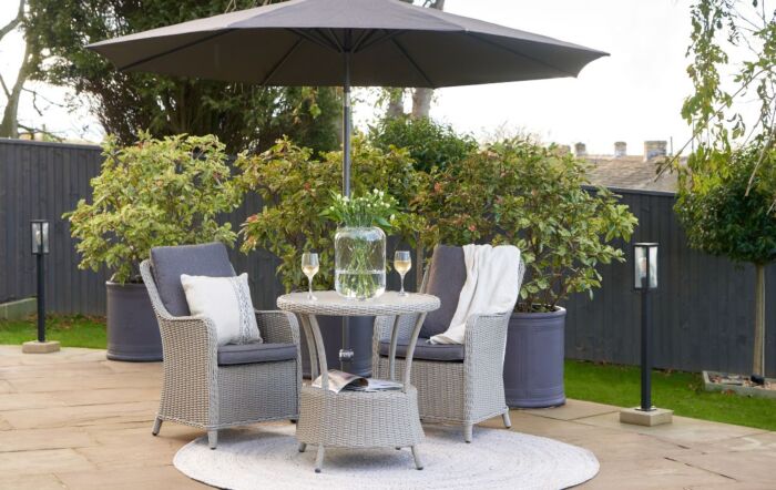 Platinum Riva 3mt Manhattan Grey Parasol & 40kg Ceramica Wheeled Base