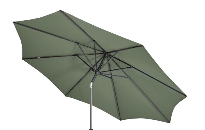 Platinum Riva 3mt Olive Parasol & 40kg Ceramica Sandstone Wheeled Base