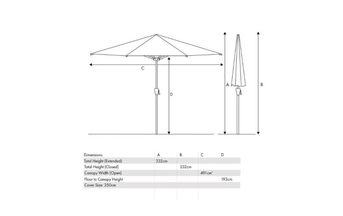 Platinum Riva Taupe 2.5mt Parasol & 40kg Wheeled Base