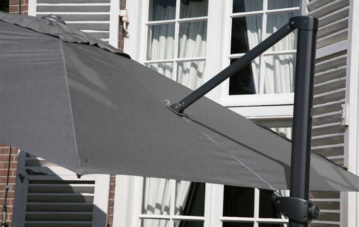 Four Seasons Outdoor 3m Square Charcoal Siesta Parasol - Includes 125kg Siesta Granite Wheeled Base