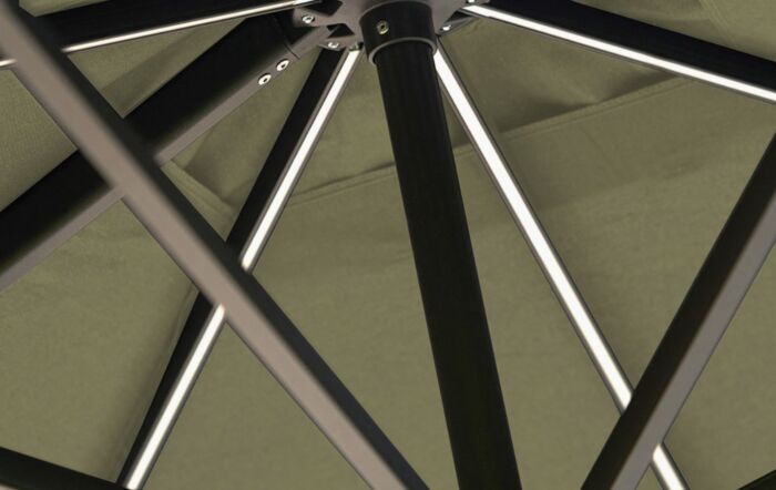 Platinum Glow Challenger T2 Square 3m Premium Lush Green Free Arm Parasol