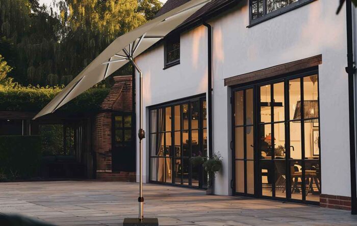 Platinum Glow Defender 3m Round Taupe Centre Pole Parasol