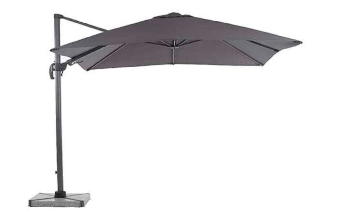 Bramblecrest Truro 3M Square LED Grey Parasol - includes Granite Base & Free Cover